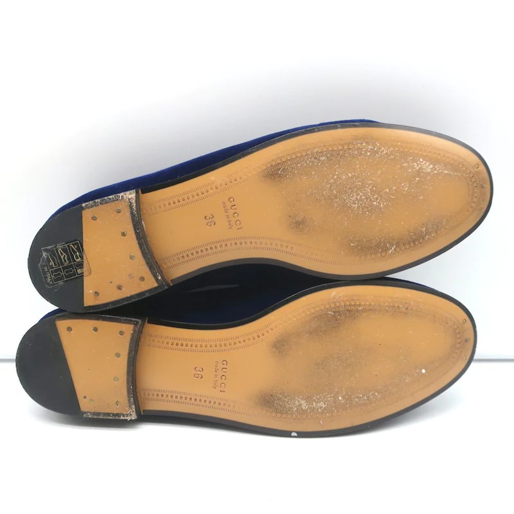Gucci Jordaan Velvet Horsebit Loafers Dark Blue Size 36 - Picture 11 of 11